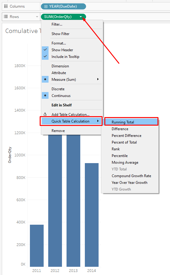 Cumulative Bar Chart In Tableau