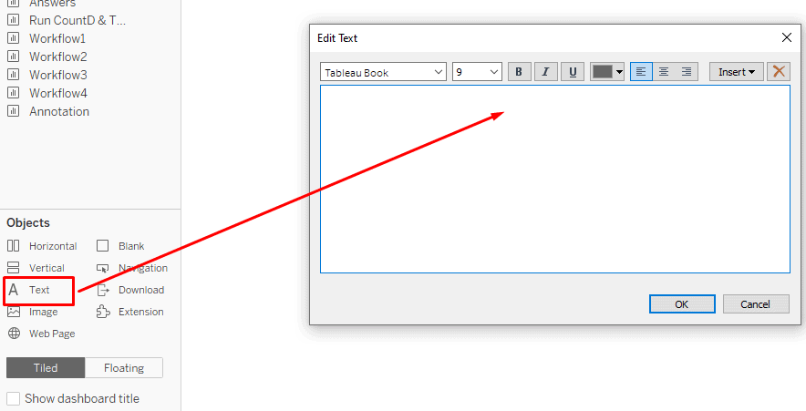 Insert Text Box In Tableau