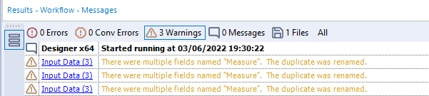 How to resolve duplicate column names in excel file with Alteryx 3