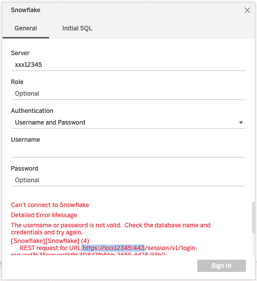 Connecting Snowflake to Tableau Online