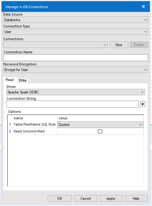 Manage in-DB connection