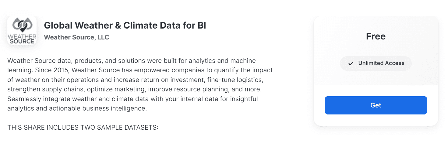 template database for BI about sales and inventory in Snowflake