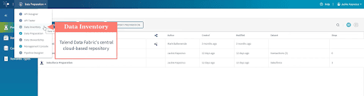 Talend Data Preparation Interface